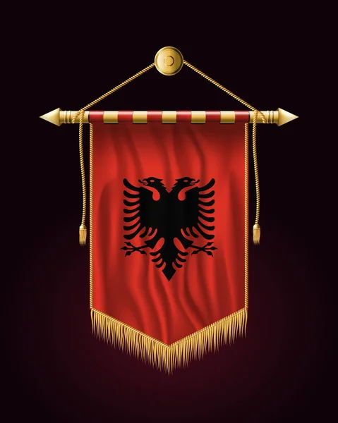 Bandeira da Albânia. Bandeira Vertical festiva. Parede pendurada — Vetor de Stock