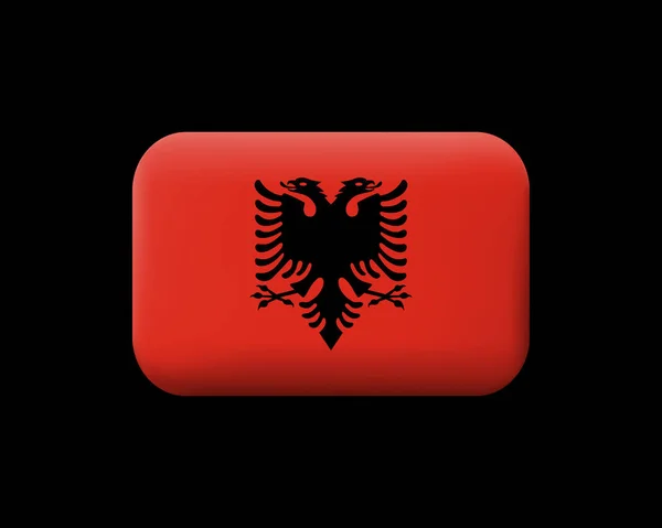 Bandera de Albania. Icono y botón de vector con estera. Redondeado — Vector de stock