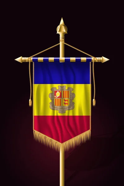 Andorra zászlaja. Ünnepi függőleges Banner. Falikárpitok — Stock Vector
