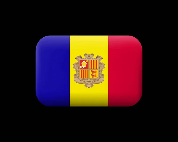 Bandera de Andorra. Icono y botón de vector con estera. Shap rectangular — Archivo Imágenes Vectoriales