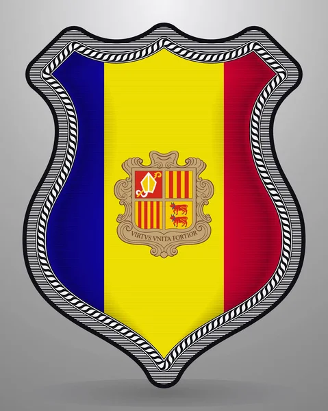 Drapeau d'Andorre. Badge vectoriel et icône — Image vectorielle