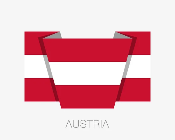 Bandera de Austria. Icono plano ondeando bandera con nombre de país — Archivo Imágenes Vectoriales