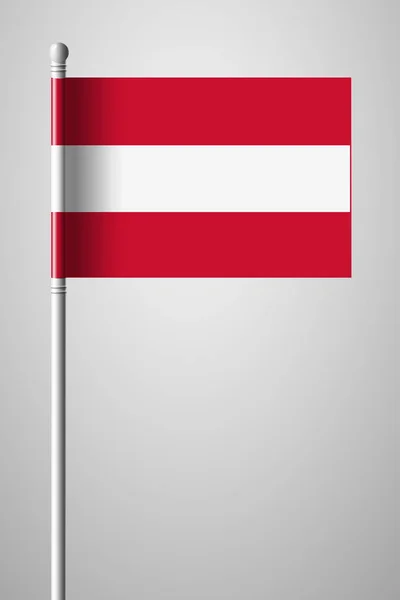 Bandera de Austria. Bandera Nacional en asta de bandera. Ilustración aislada — Archivo Imágenes Vectoriales
