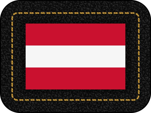 Bandeira da Áustria. Ícone de vetor em couro preto — Vetor de Stock