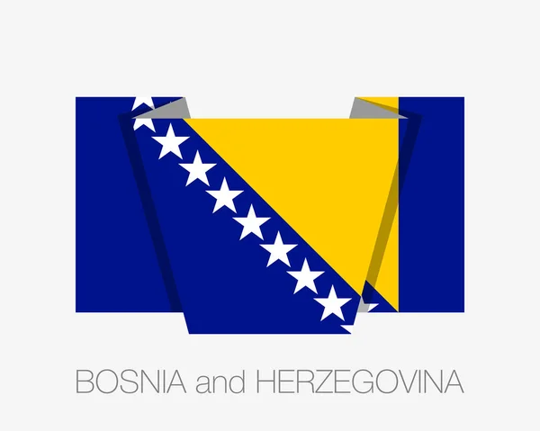 Flagge von Bosnien und Herzegowina. Flache Ikone schwenkt Fahne mit Grafen — Stockvektor