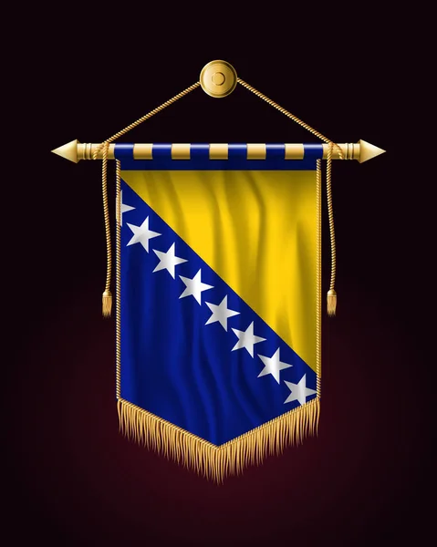 Bandera de Bosnia y Herzegovina. Banner vertical festivo. Wall Ha — Archivo Imágenes Vectoriales