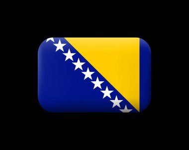 Bosna-Hersek bayrağı. Keçeleşmiş vektör simgesi ve düğme. R