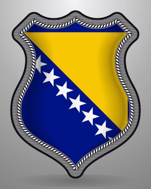 Bosna-Hersek bayrağı. Vektör rozet ve simge
