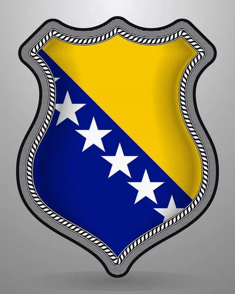 Bandiera della Bosnia-Erzegovina. Badge vettoriale e icona — Vettoriale Stock