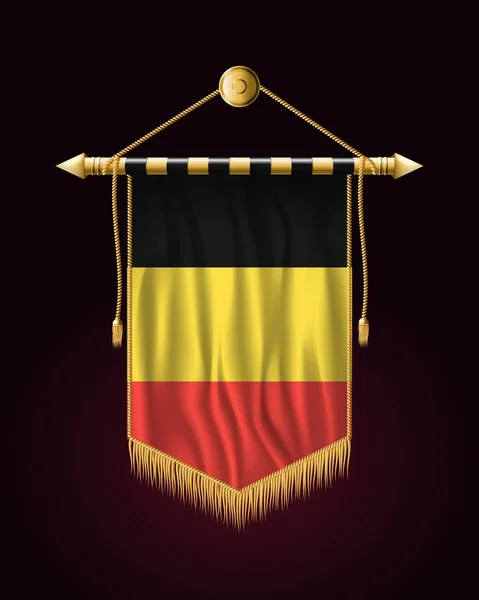 Flaga Belgii. Świąteczny baner pionowe. Na ścianach — Wektor stockowy