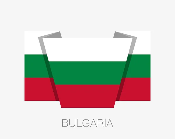 Bandera de Bulgaria. Icono plano ondeando bandera con nombre de país en Whi — Vector de stock