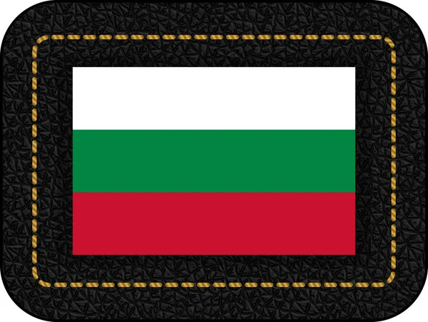 ブルガリアの旗。黒い革背景のベクトル アイコン — ストックベクタ