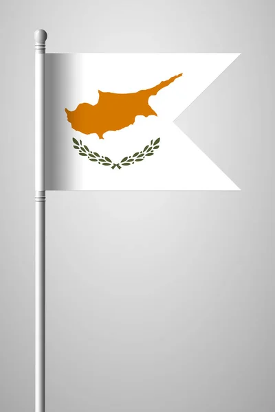 塞浦路斯国旗。国旗在旗杆上。孤立的插图 — 图库矢量图片