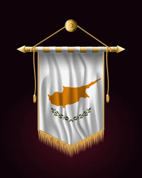 Flag of Cyprus. Festive Vertical Banner. Wall Hangings — Stock Vector