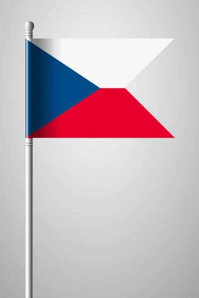 Drapeau de la République tchèque. Drapeau national sur Flagpole. Illu isolé — Image vectorielle