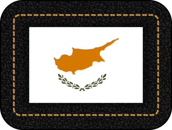 Kıbrıs bayrağı. Vektör simge siyah deri zemin üzerinde — Stok Vektör
