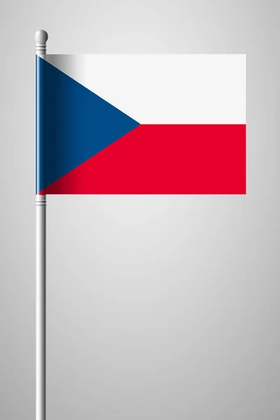 Flagge der Tschechischen Republik. Nationalflagge auf Fahnenmast. isolierte Illusion — Stockvektor