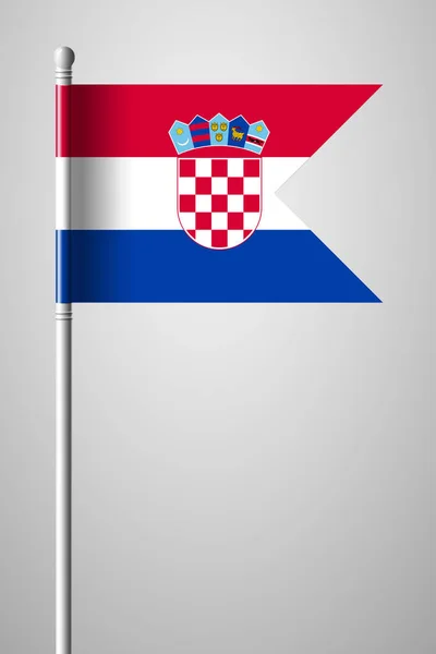 Flaga Chorwacji. Flaga narodowa na maszt. Pozdrowienie na białym tle — Wektor stockowy