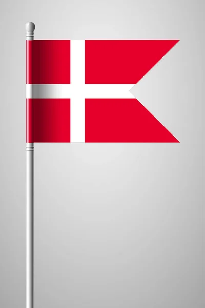 Bandera de Dinamarca. Bandera Nacional en asta de bandera. Ilustración aislada — Vector de stock