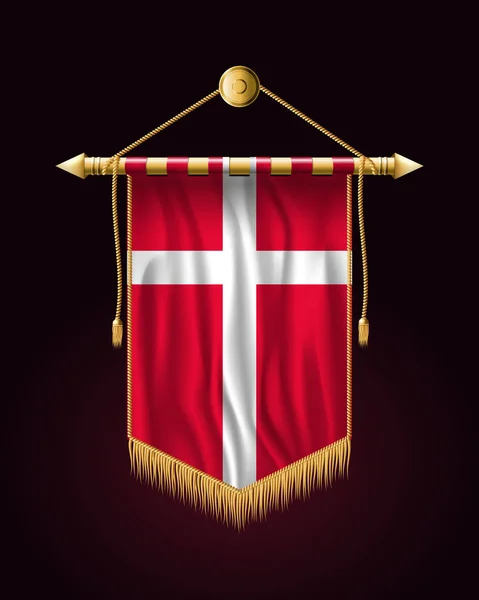 Flaga Danii. Świąteczny baner pionowe. Na ścianach — Wektor stockowy