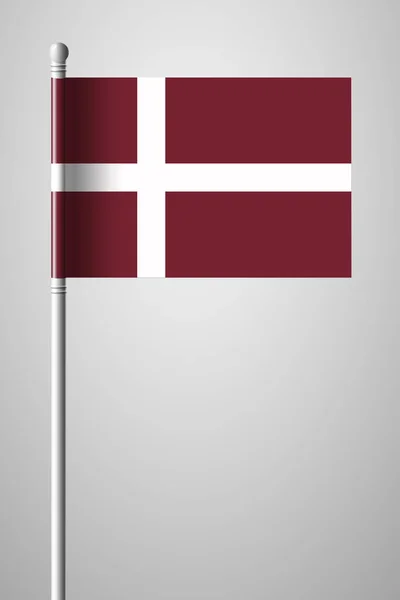 Dinamarca Orlogsflaget Variant Flag. Bandera Nacional en asta de bandera. Es — Archivo Imágenes Vectoriales