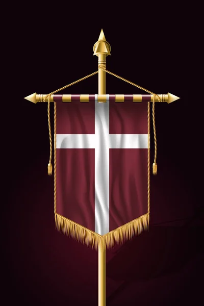 Dinamarca Orlogsflaget Variant Flag. Bandeira Vertical festiva. Parede —  Vetores de Stock