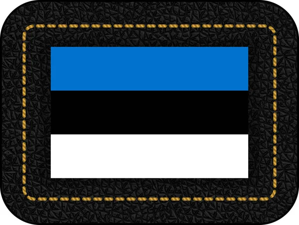 Bandera de Estonia. Icono vectorial sobre fondo de cuero negro — Vector de stock