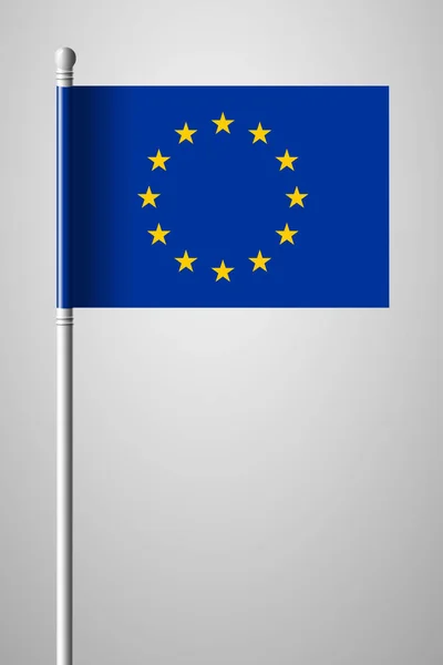 Flag of European Union. National Flag on Flagpole. Isolated Illu — Stock Vector