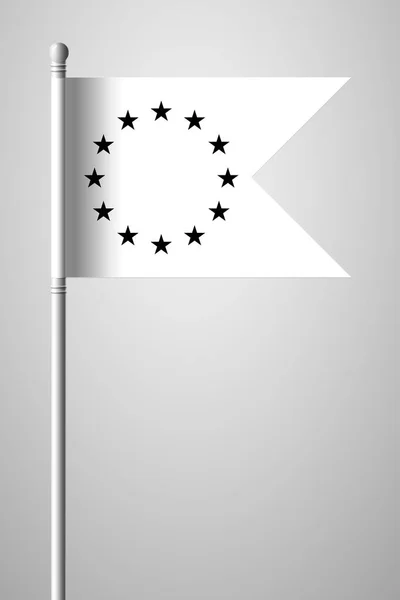 Versione bianco e nero Bandiera dell'Unione Europea. Bandiera nazionale su Fl — Vettoriale Stock