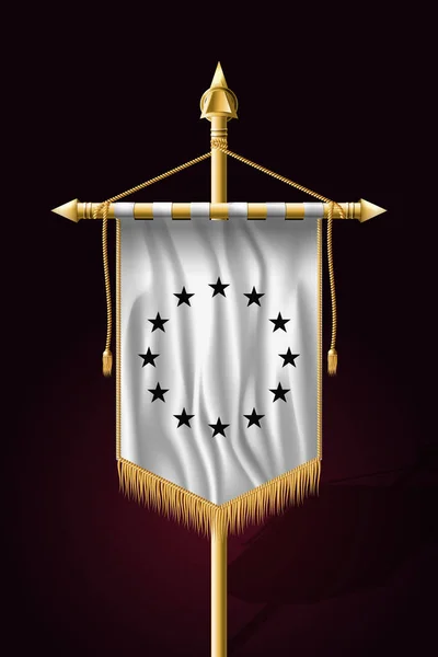 Черно-белая версия флага Европейского Союза. Праздничный вертикальный Ба — стоковый вектор