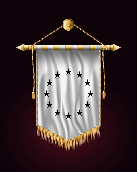 Schwarz-weiße Version europäische Gewerkschaftsfahne. Festlicher Senkrechtstart — Stockvektor