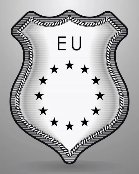 Black and White Version European Union Flag. Vector Badge and Ic — Stock Vector