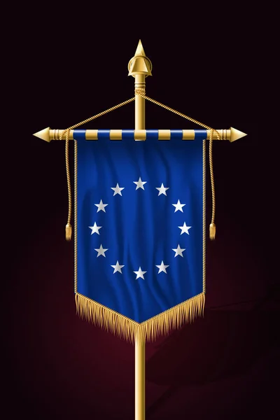 Monokrom Versi Bendera Uni Eropa. Banner Vertikal Festive . - Stok Vektor
