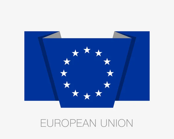 Svartvit Version Europeiska unionens flagga. Flat ikonen viftande flagga wi — Stock vektor