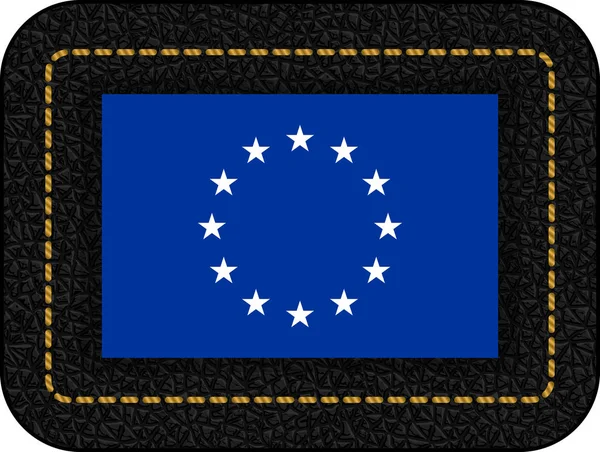 Versión monocromática Bandera de la Unión Europea. Icono vectorial en Black Lea — Vector de stock