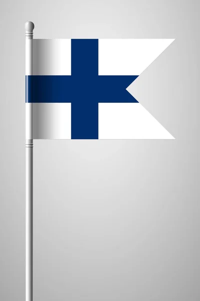 Bendera Finlandia. Bendera Nasional di Tiang bendera. Illustratio Terisolasi - Stok Vektor