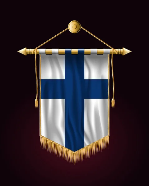 Bandera de Finlandia. Banner vertical festivo. Colgantes de pared — Vector de stock