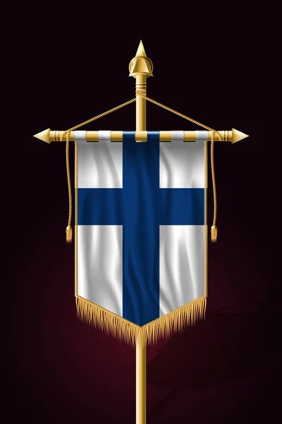 Bandera de Finlandia. Banner vertical festivo. Colgantes de pared — Vector de stock