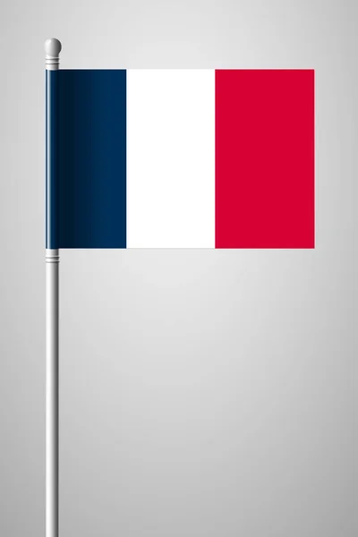 Flag of France. National Flag on Flagpole. Isolated Illustration — Stock Vector