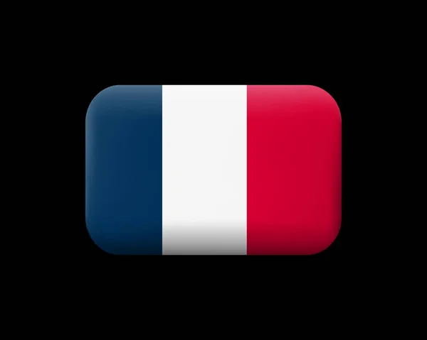 Flag of France. Matted Vector Icon and Button. Rectangular Shape — Stock Vector