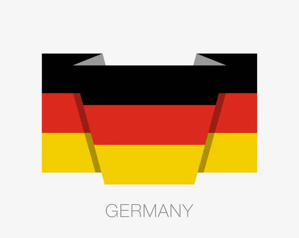 Vlajka Německa. Plochý ikona mávat vlajkou s názvem země na Wh — Stockový vektor