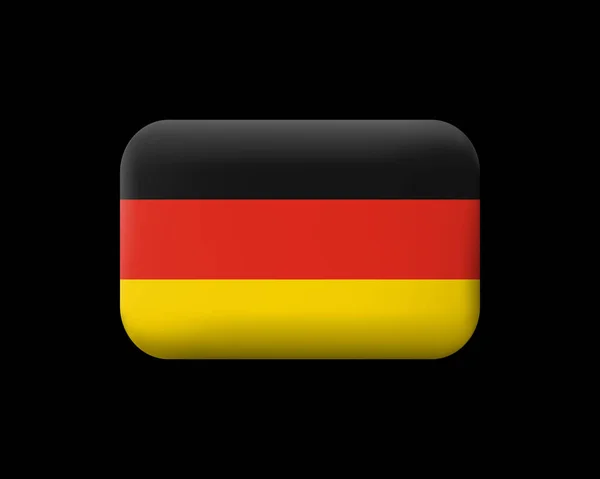 Flag of Germany. Matted Vector Icon and Button. Rectangular Shap — Stock Vector