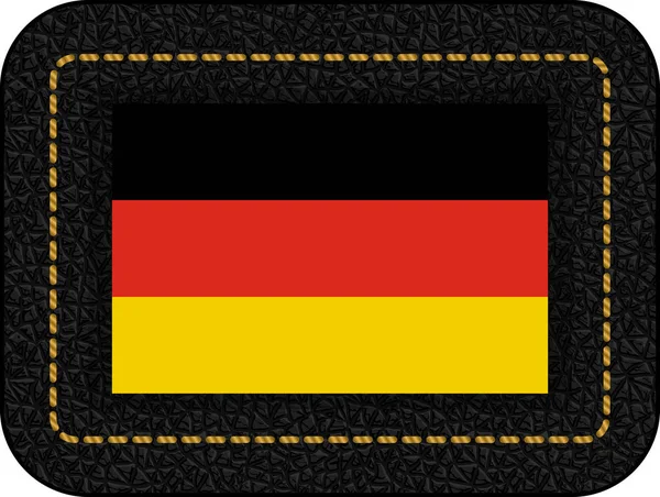 Bandera de Alemania. Icono vectorial sobre fondo de cuero negro — Vector de stock