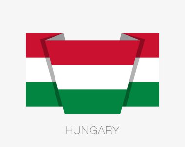 Macaristan bayrağı. Ülke adı ile bayrak sallayarak düz simgesi