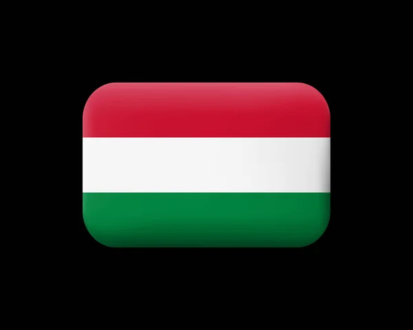Flag of Hungary. Matted Vector Icon and Button. Rectangular Shap — Stock Vector
