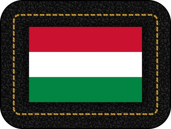 Flag of Hungary. Vector Icon on Black Leather Backdrop — Stock Vector