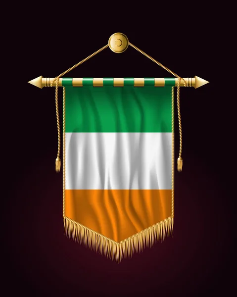 Flagge Irlands. Festliche vertikale Fahne. Wandbehänge — Stockvektor