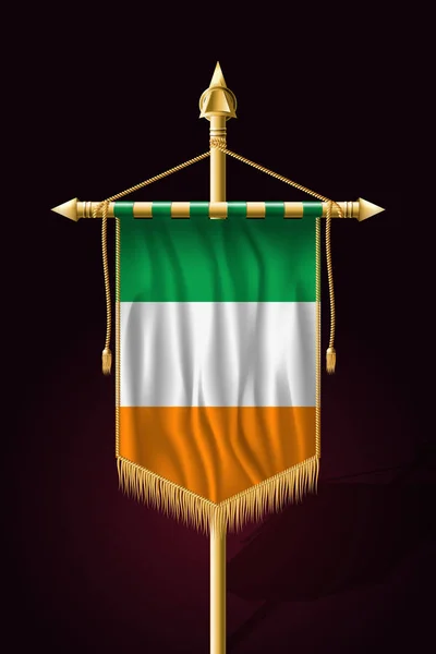 Flag of Ireland. Festive Vertical Banner. Wall Hangings — Stock Vector