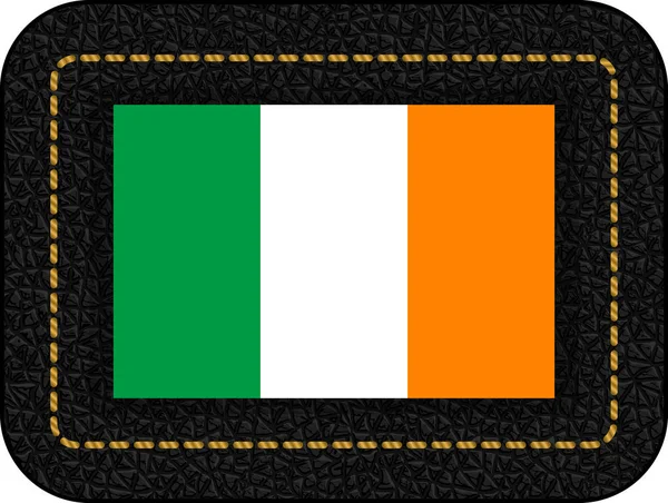 İrlanda bayrağı. Vektör simge siyah deri zemin üzerinde — Stok Vektör