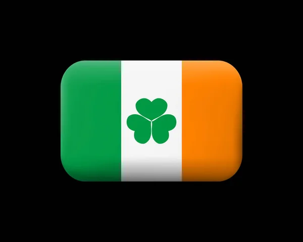 Irlande Drapeau avec Shamrock. Icône vectorielle et bouton. Recta — Image vectorielle